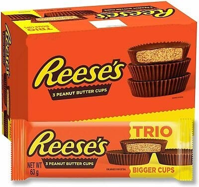 Reese's 3 Peanut Butter Cups, cioccolatini al burro d'arachidi x24